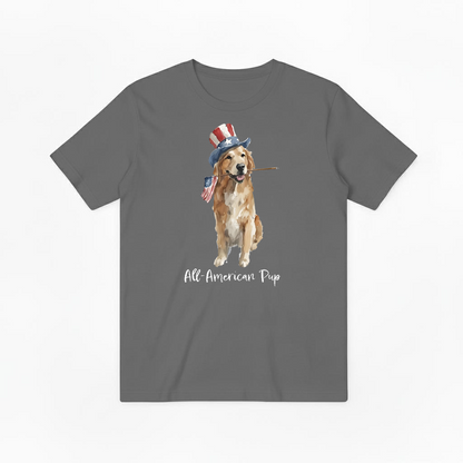 "All-American Pup" Patriotic Golden Retriever Tee T7120