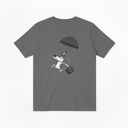 Flying Umbrella Dog Cute Minimalist Graphic Tee T7114