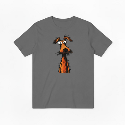 Crazy Eyes Funny Scruffy Dog Cartoon Graphic Tee T7111