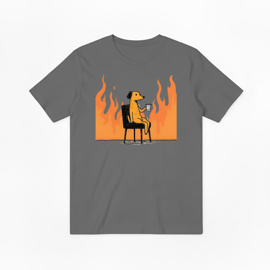 "This Is Fine" Funny Dog on Fire Graphic Tee T7122