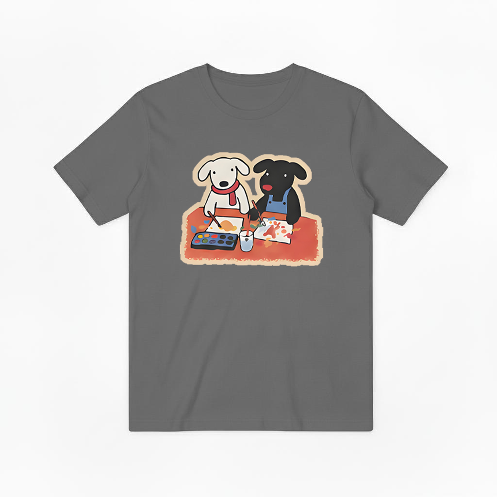 Painting Dogs Cute Duo Graphic Tee – Dog Lover Gift T7093