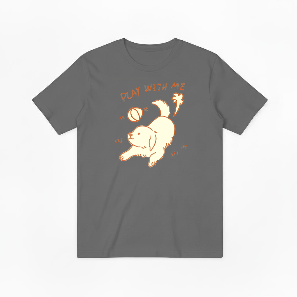 "Play With Me" Cute Golden Puppy Doodle Graphic Tee T7107