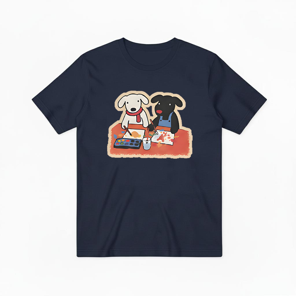 Painting Dogs Cute Duo Graphic Tee – Dog Lover Gift T7093