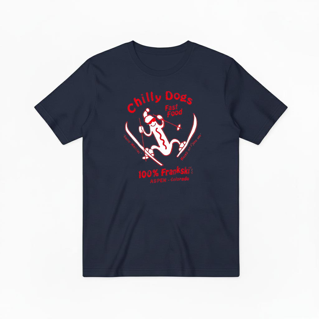 Chilly Dogs Skiing Dachshund Retro Funny Graphic Tee T7104