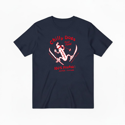 Chilly Dogs Skiing Dachshund Retro Funny Graphic Tee T7104