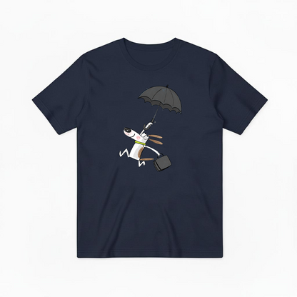 Flying Umbrella Dog Cute Minimalist Graphic Tee T7114