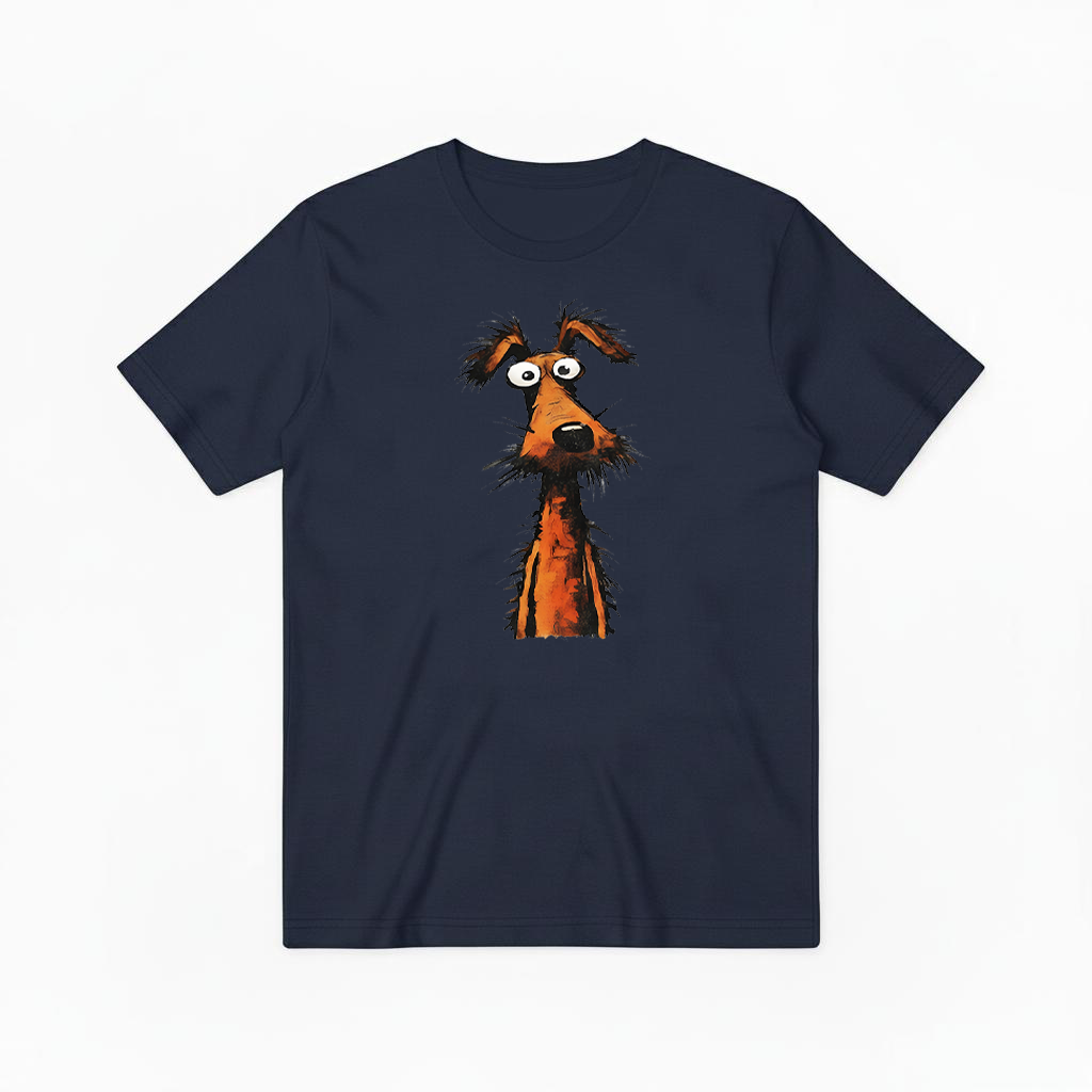 Crazy Eyes Funny Scruffy Dog Cartoon Graphic Tee T7111