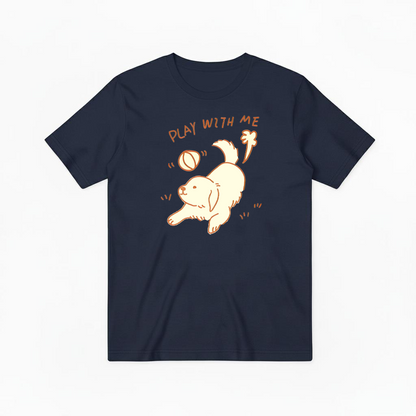 "Play With Me" Cute Golden Puppy Doodle Graphic Tee T7107