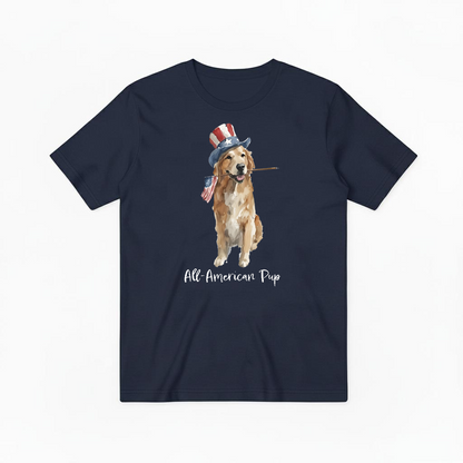 "All-American Pup" Patriotic Golden Retriever Tee T7120