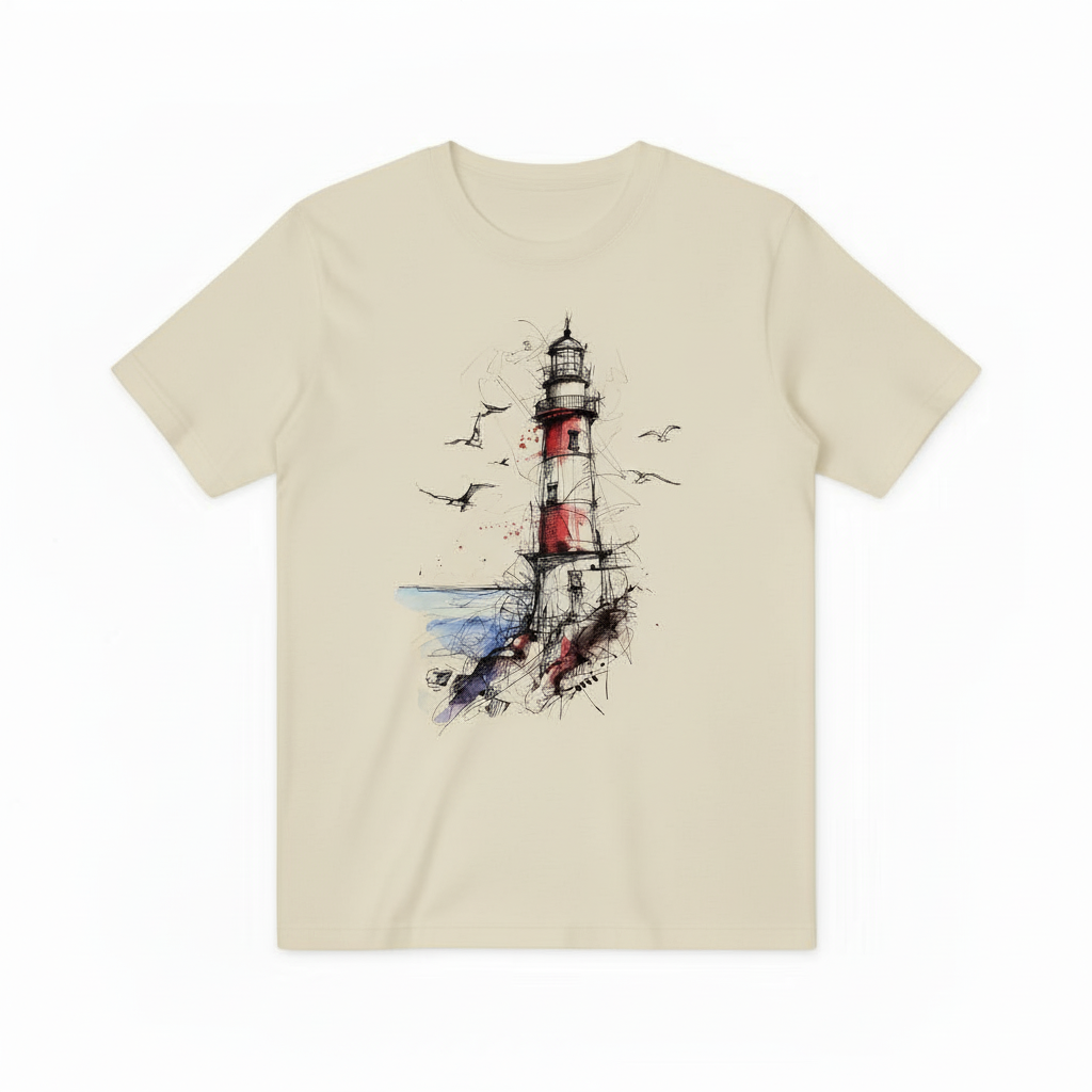 Watercolor Lighthouse Design - Beige