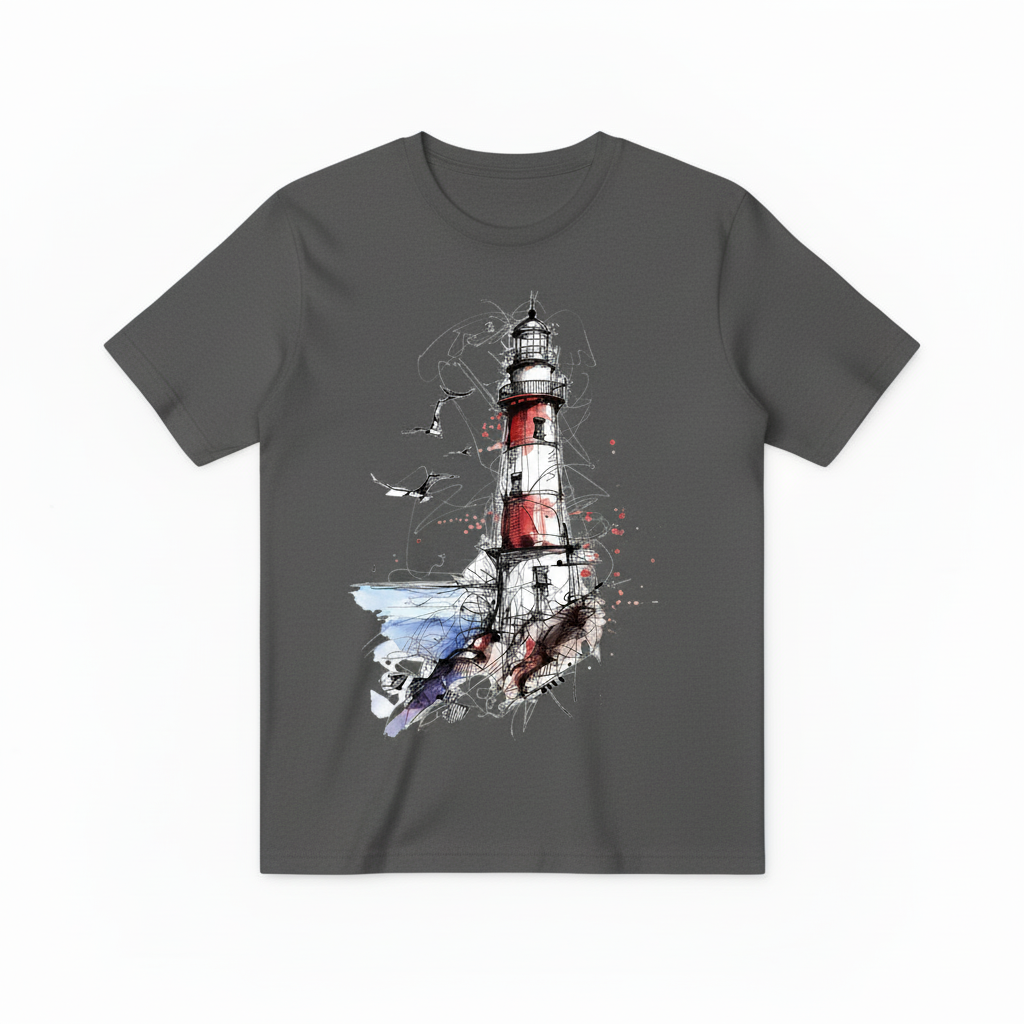 Watercolor Lighthouse Design - Dark Gray