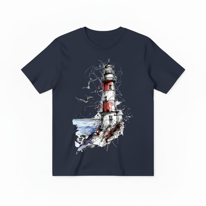 Watercolor Lighthouse Design - Navy Blue