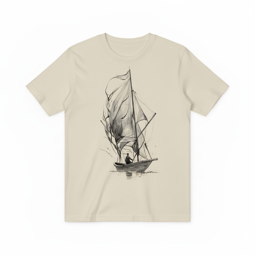 Watercolor Sailboat Design - Beige