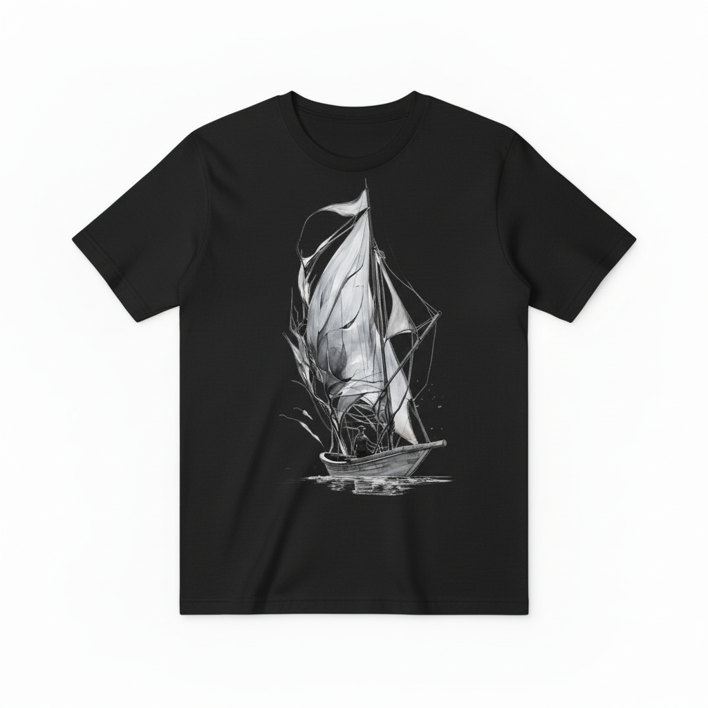Watercolor Sailboat Design - Black