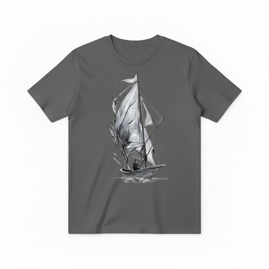 Watercolor Sailboat Design - Dark Gray