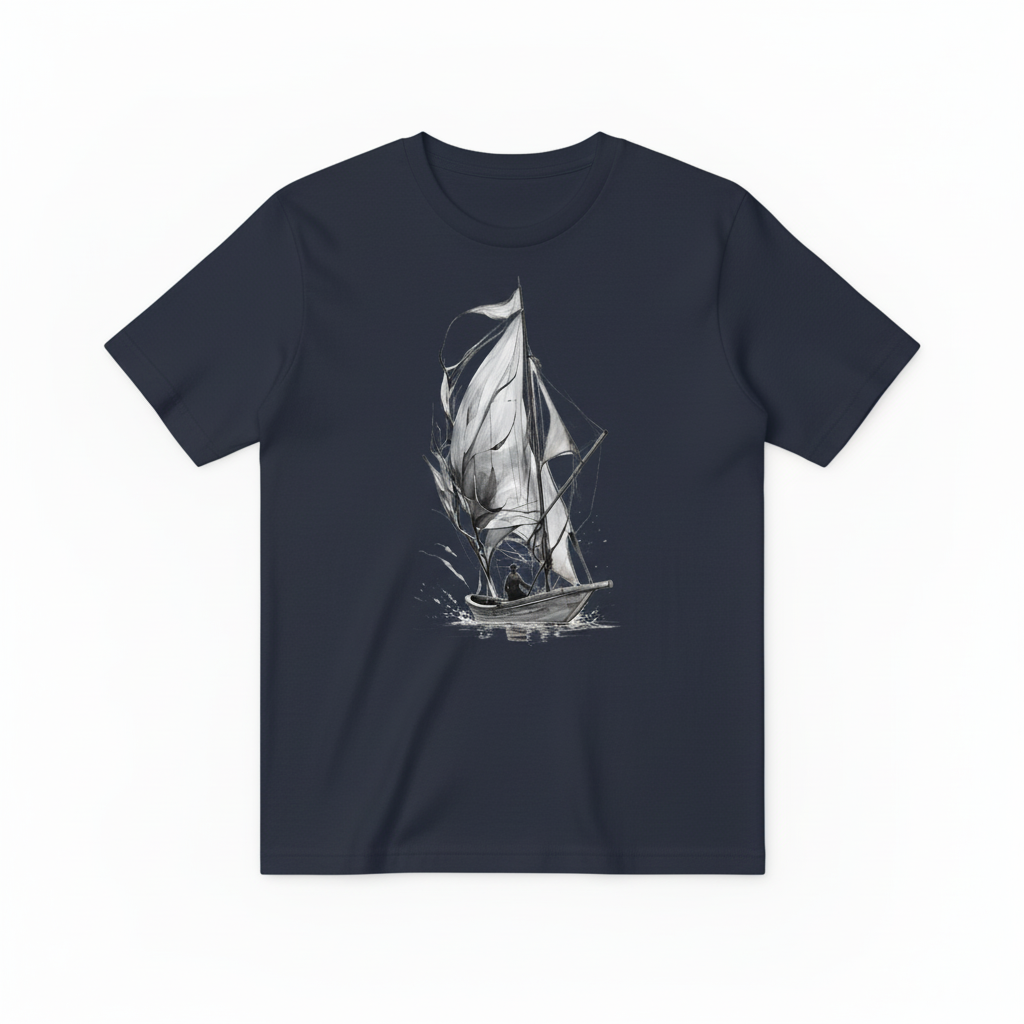Watercolor Sailboat Design - Navy Blue