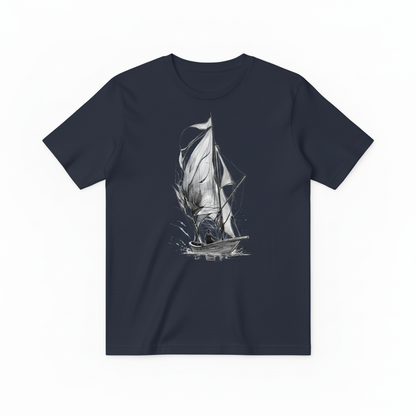 Watercolor Sailboat Design - Navy Blue
