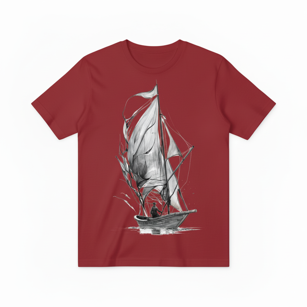 Watercolor Sailboat Design - Red