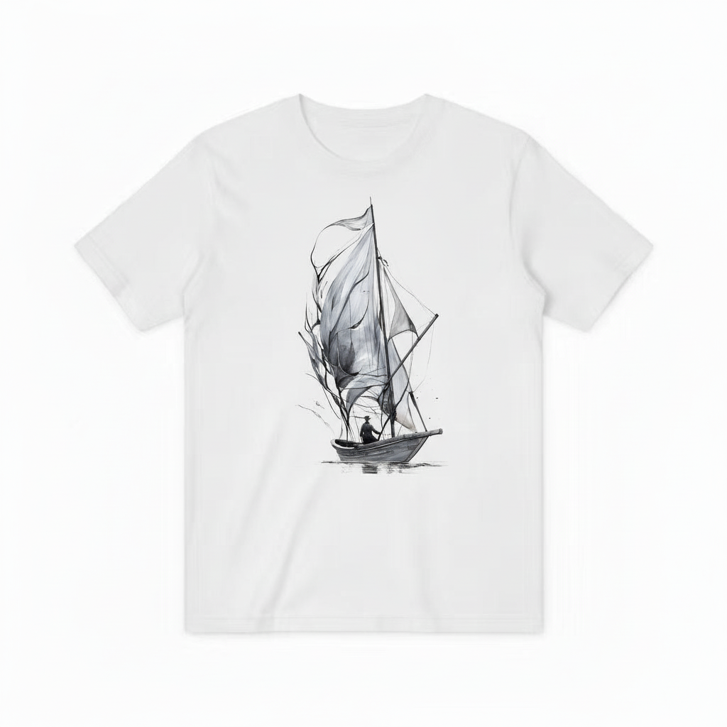 Watercolor Sailboat Design - White