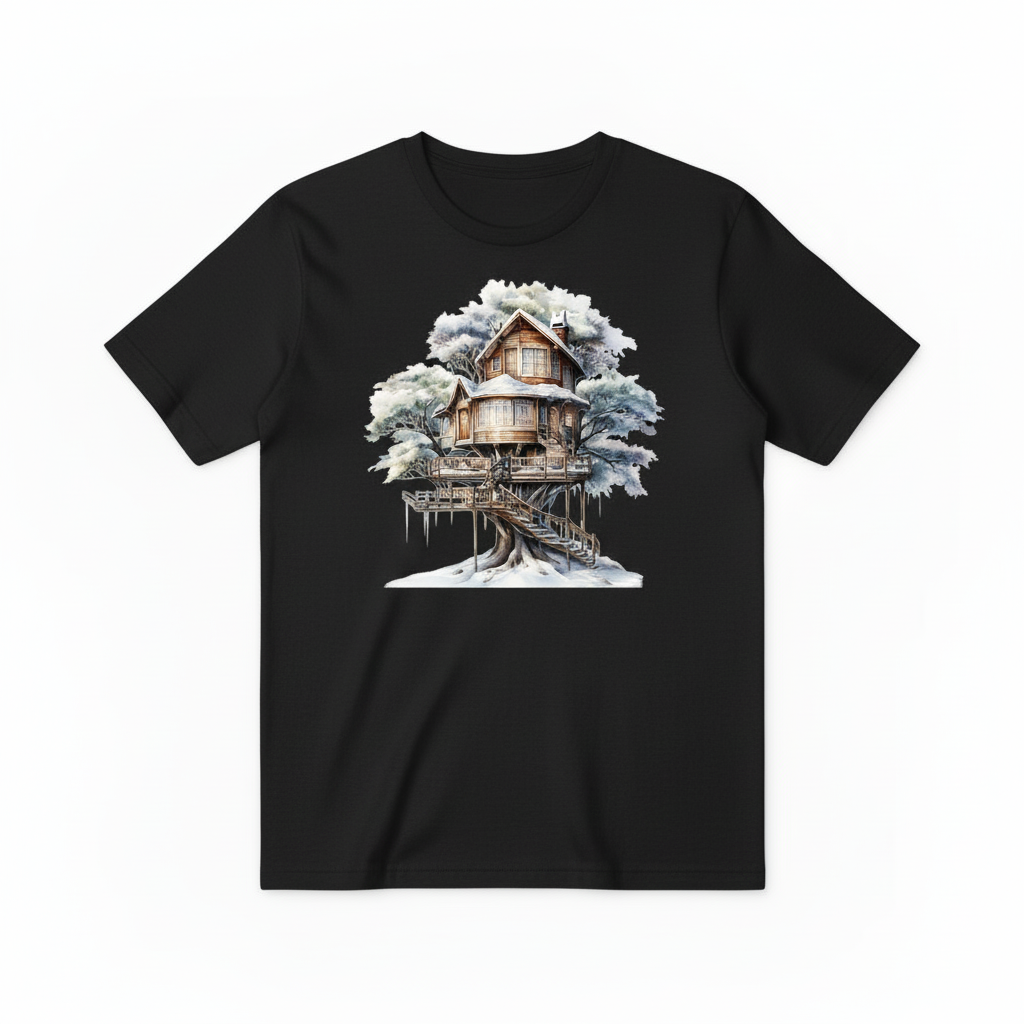 Watercolor Treehouse Design - Black