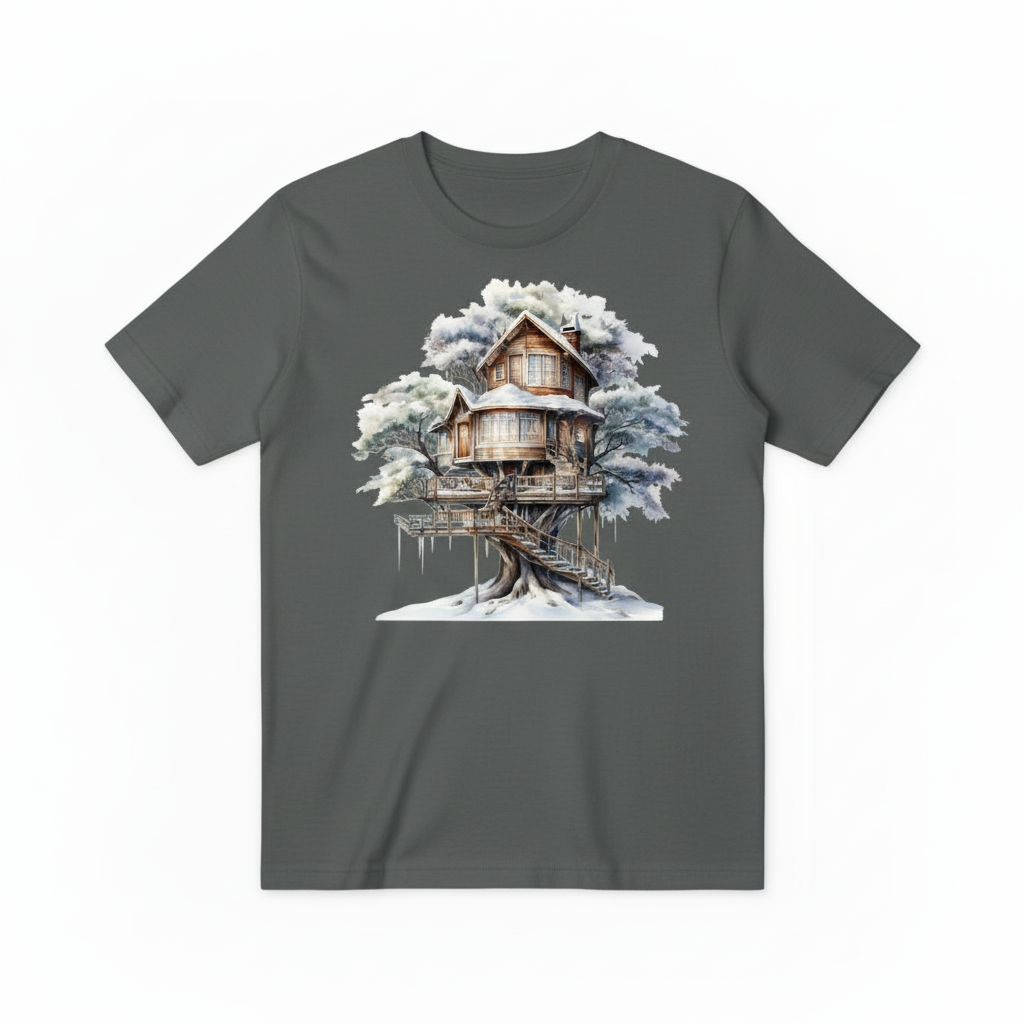 Watercolor Treehouse Design - Dark Gray