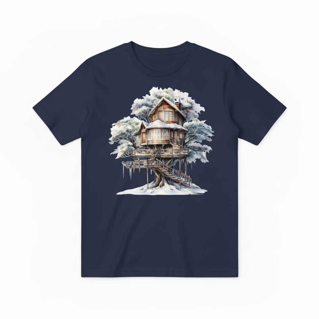 Watercolor Treehouse Design - Navy Blue