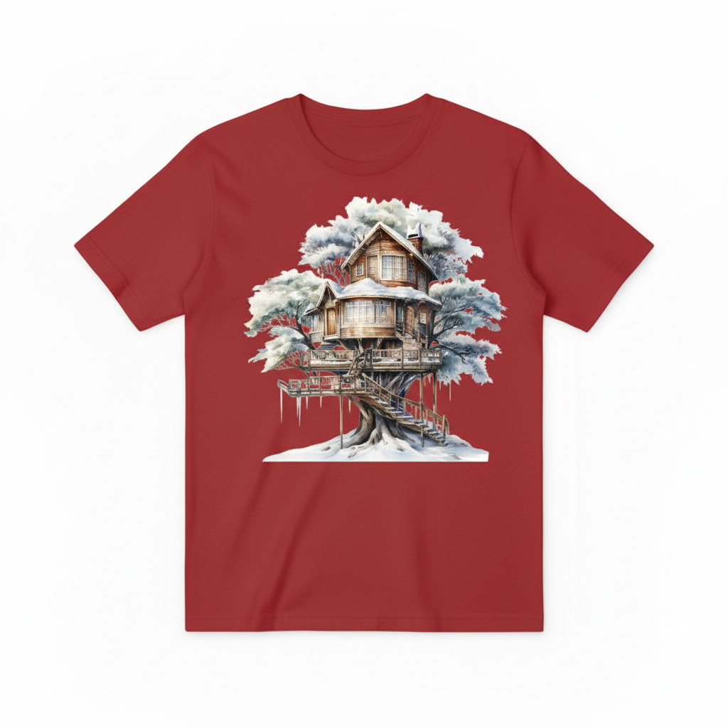 Watercolor Treehouse Design - Red
