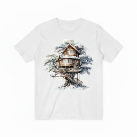 Watercolor Treehouse Design - White