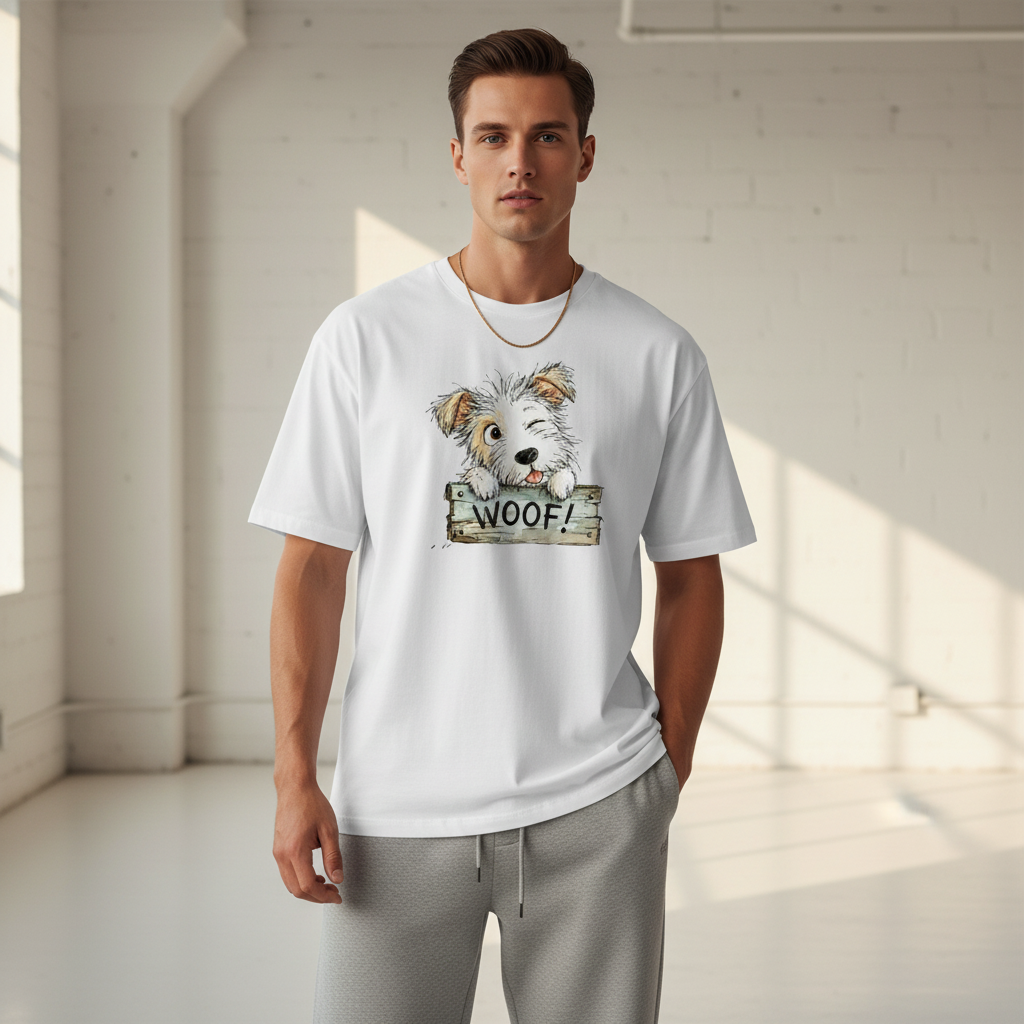 WOOF White Tee Lifestyle Square