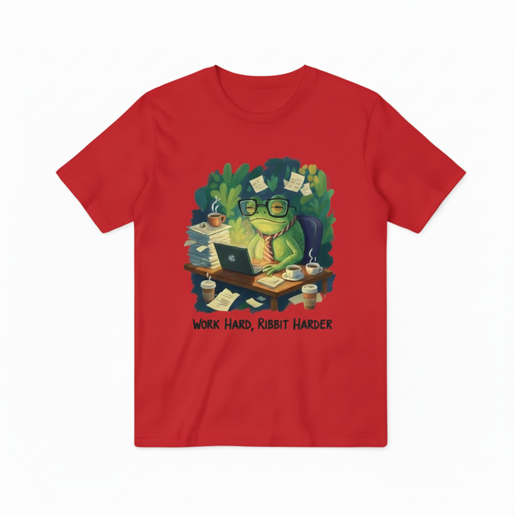 Work Hard Ribbit Harder 红色T恤